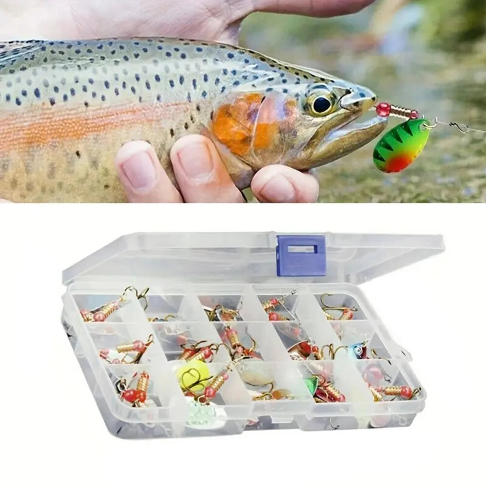 30pcs Metal Spoon Spinner Fishing Lure, Treble Hook