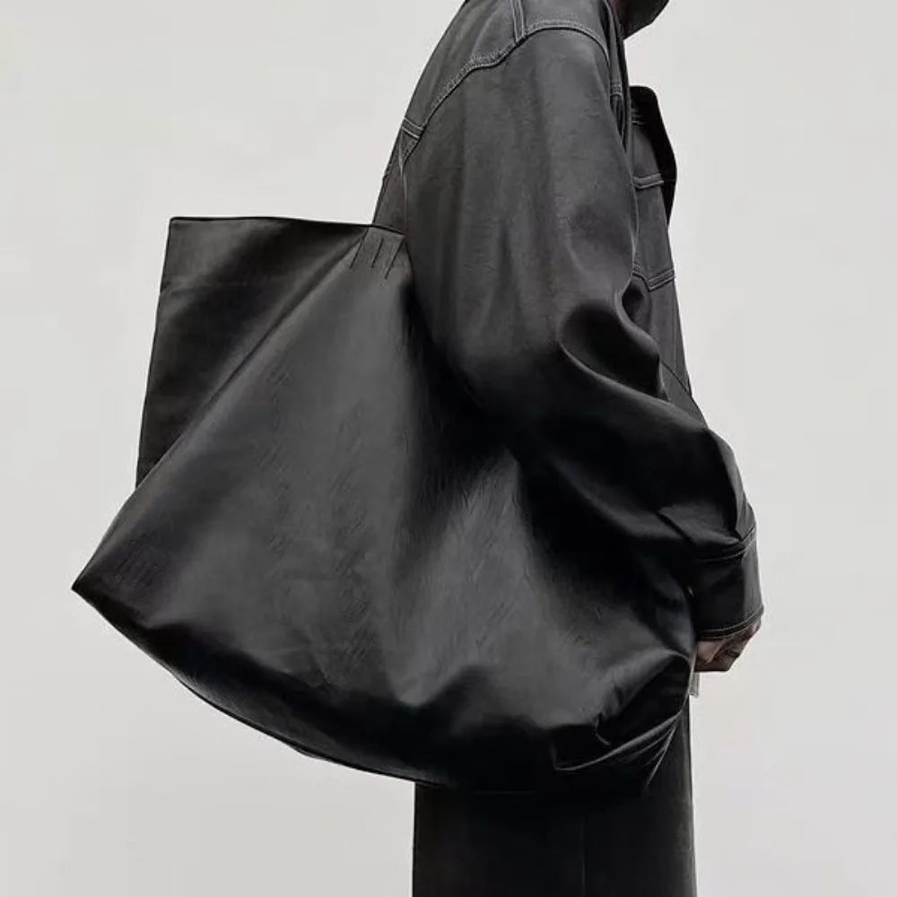 Large Capacity Tote Shoulder Bag Leather Handbag
