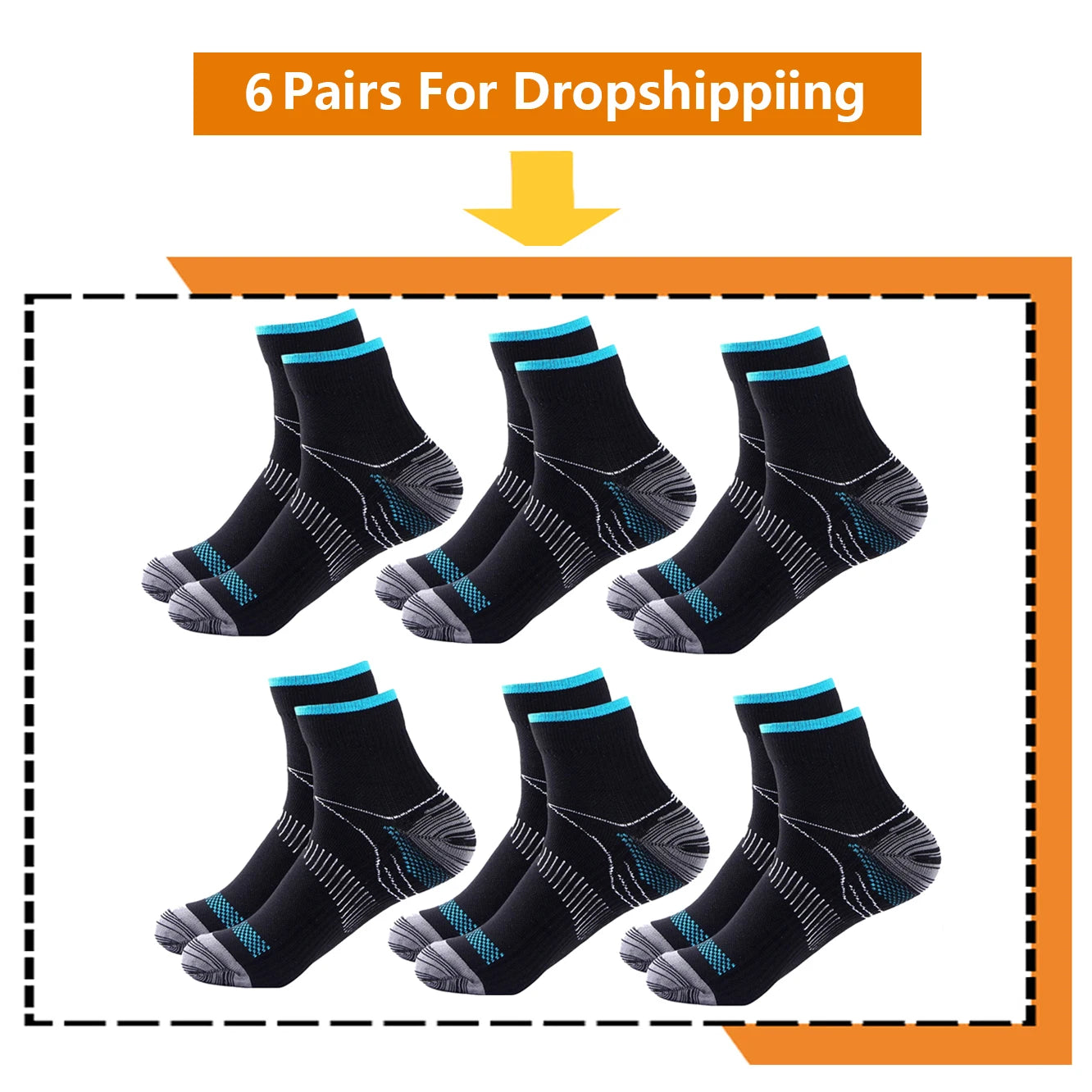 3 Pairs, Compression Socks, 20-30 mm Hg, Athletic, Nylon Medical Nursing