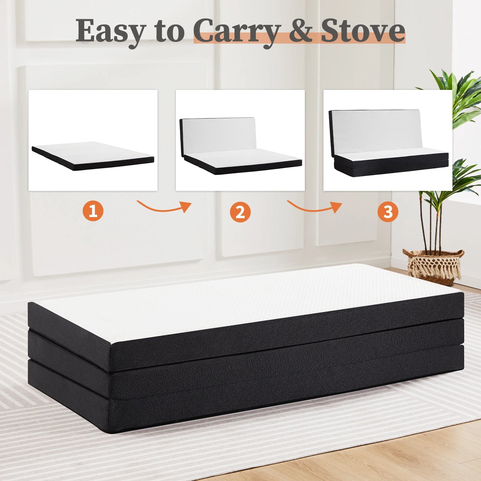 3-4 Inch Soft Mattress, Tri-Fold, Memory Foam ,Yoga