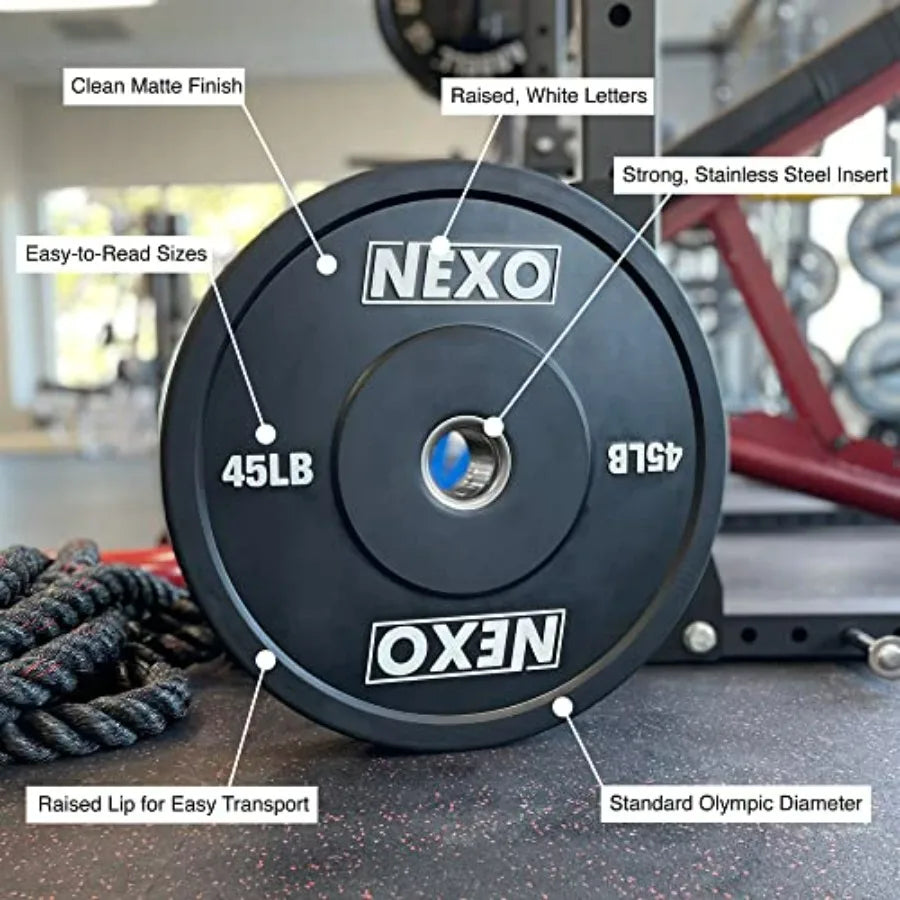 60LB Rubber Bumper Plate Set -2x15LB 2x10LB 2x5LB  Training Weight Plates
