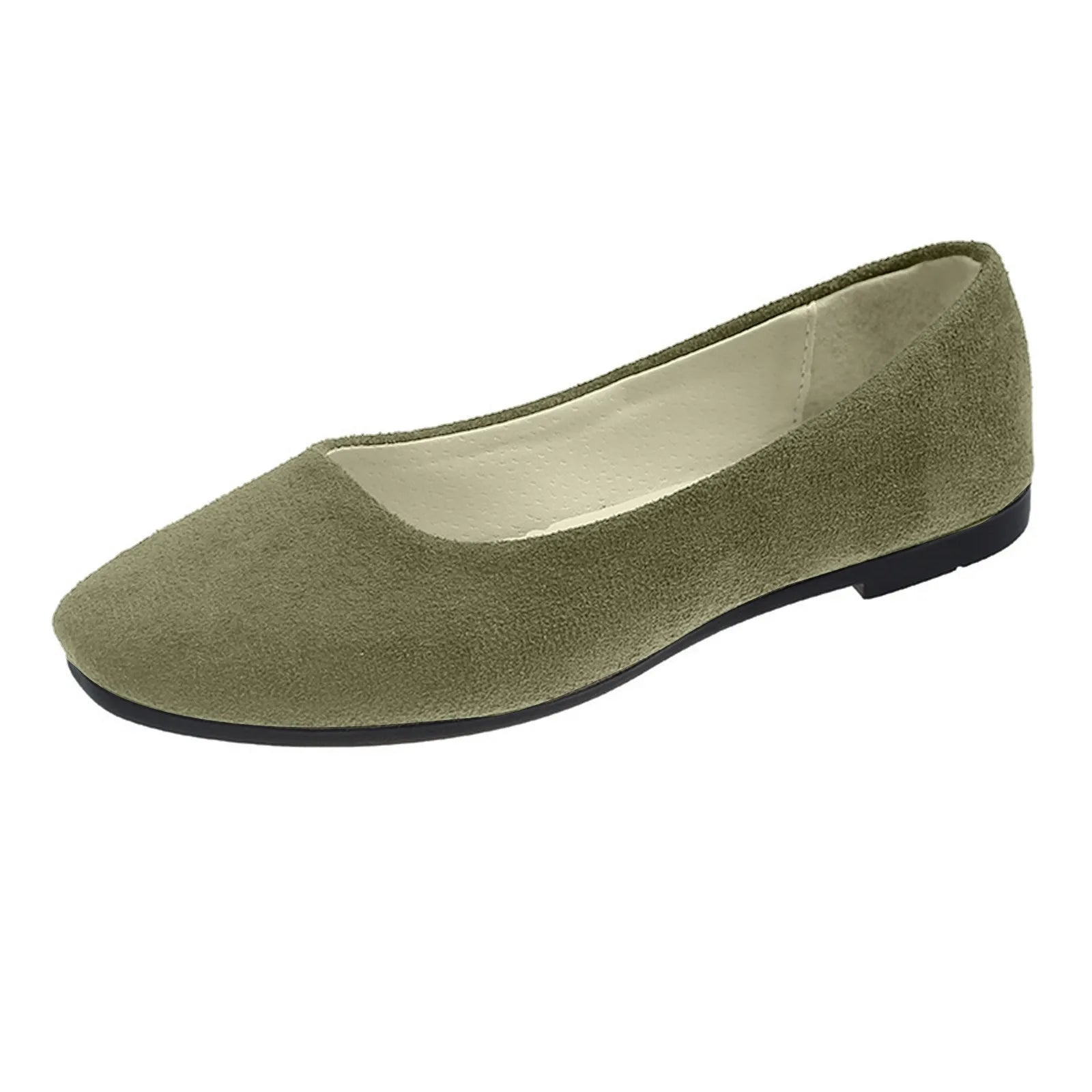 Women Suede Square Flat Heel, Pumps Size 34-39
