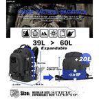 Extra Large 60L Backpack, Water Resistant Hiking, Travel