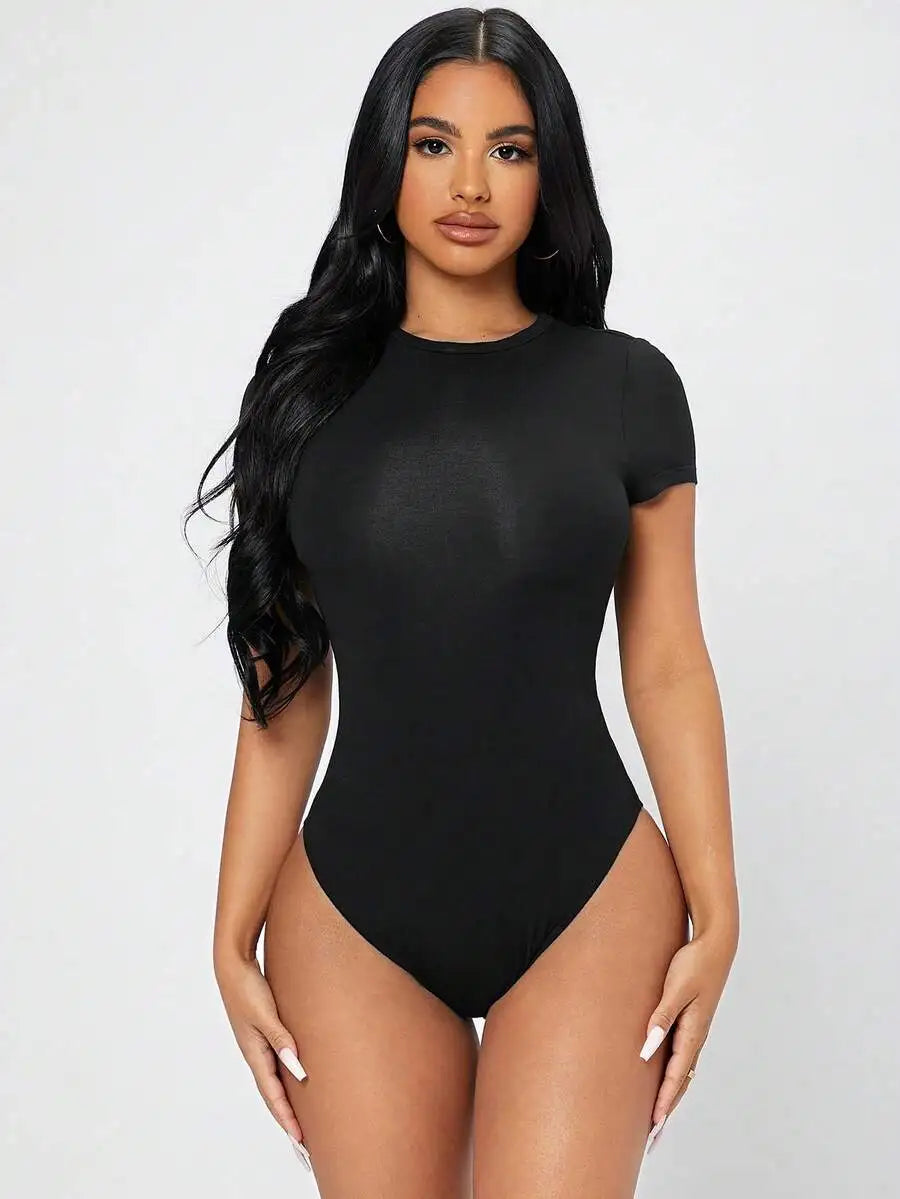 Petite, Slim Fit, Short Sleeve, Bodysuit, Women