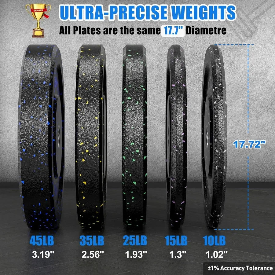 2-Inch Bumper Plates Barbell Rubber Weight Plates - 20-260lbs
