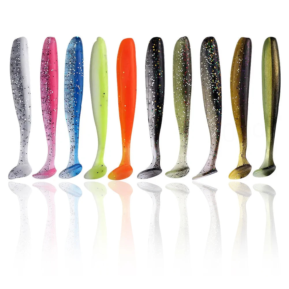 10Pcs 9cm Tail Worm Soft Bait Plastic Fishing Soft Baits