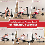 Squat Rack - 900LBS Adjustable Bench Press with Leg Extension and Leg Curl Incline Decline Flat Workout