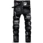 Mid-high waist fringed jeans, solid color