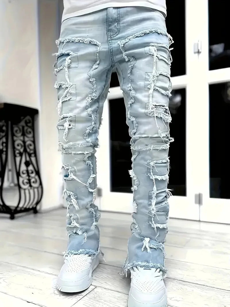 Y2K hip-hop style jeans, men's casual, stretch