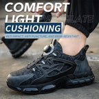 Work shoes with elastic buttons and lace-up