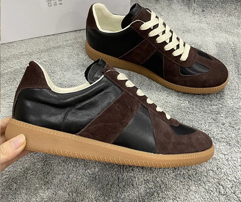 Suede Leather Patchwork Casual Shoes, Women, Round Toe