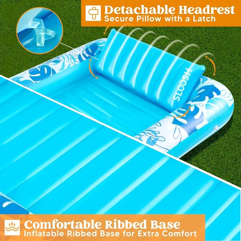 4 in 1 Suntan Tub Raft, Inflatable, Tanning, Pool,  70" x 46", Pillow