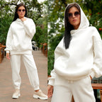 Women Fleece Two Piece Sets,Warm Hoodies