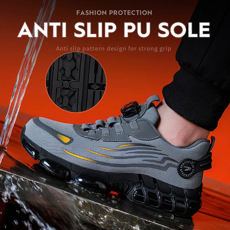 Breathable lace-free soft sole anti-smash anti-puncture shoes