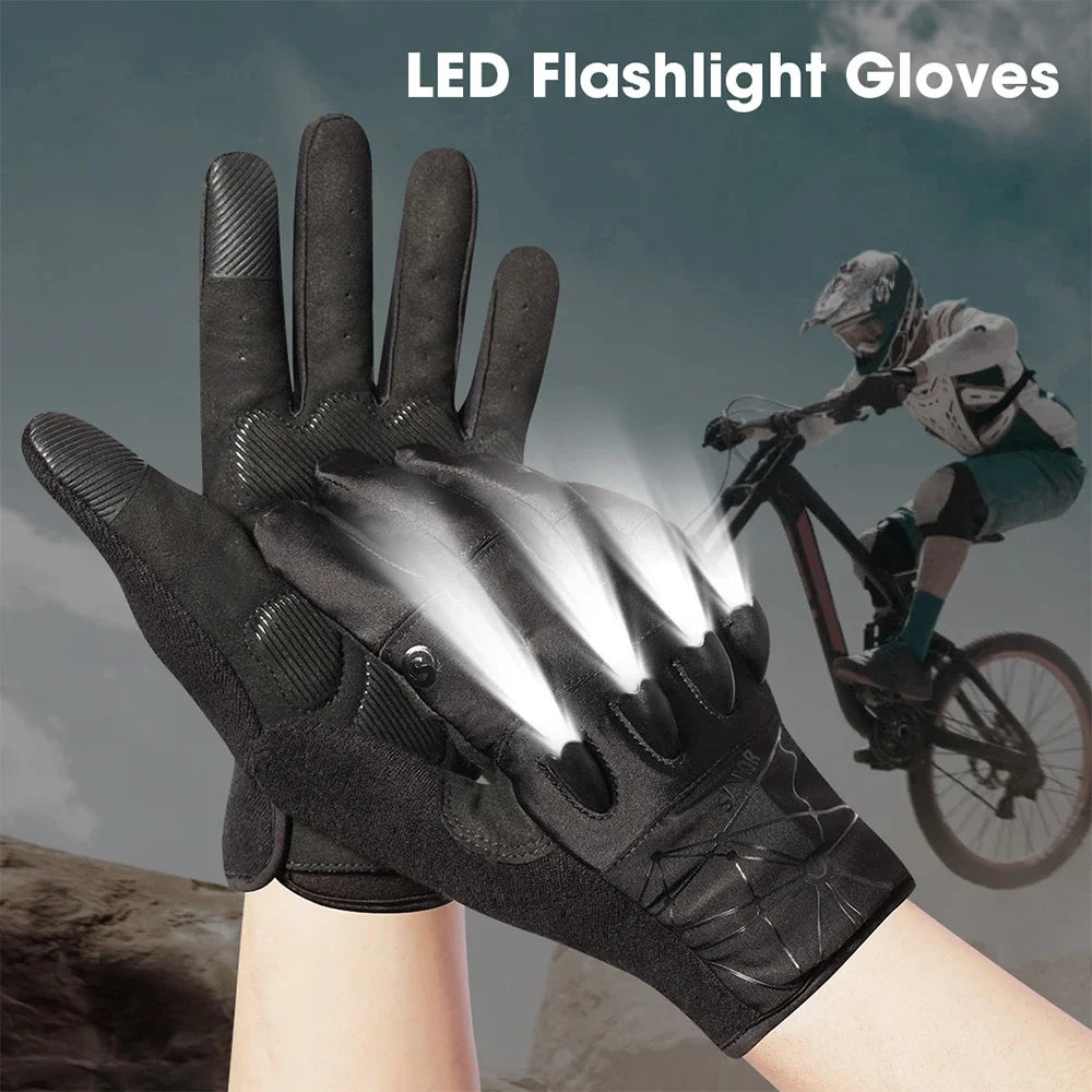 Cycling Gloves, LED, Night view, Rechargeable Flashlight
