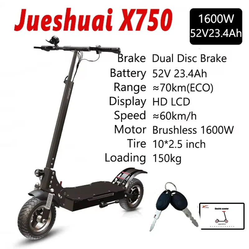 [8 models]10/11 Inch 48V-72V 1000W-6000W Electric Scooter 50-85km/h, Kick, Foldable Adult