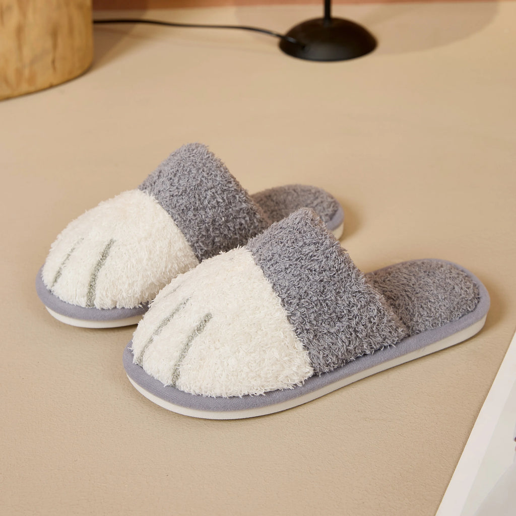 Unisex warm cat paw slippers for home
