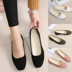 Women Suede Square Flat Heel, Pumps Size 34-39